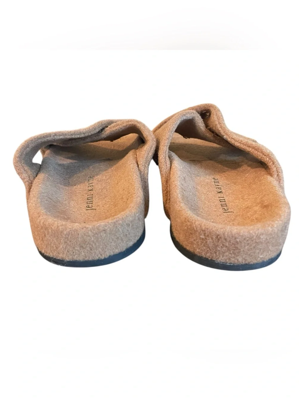 Jenni Kayne Crossover Slide Sandals Taupe Brown Felt Minimalist Women’s Size 38